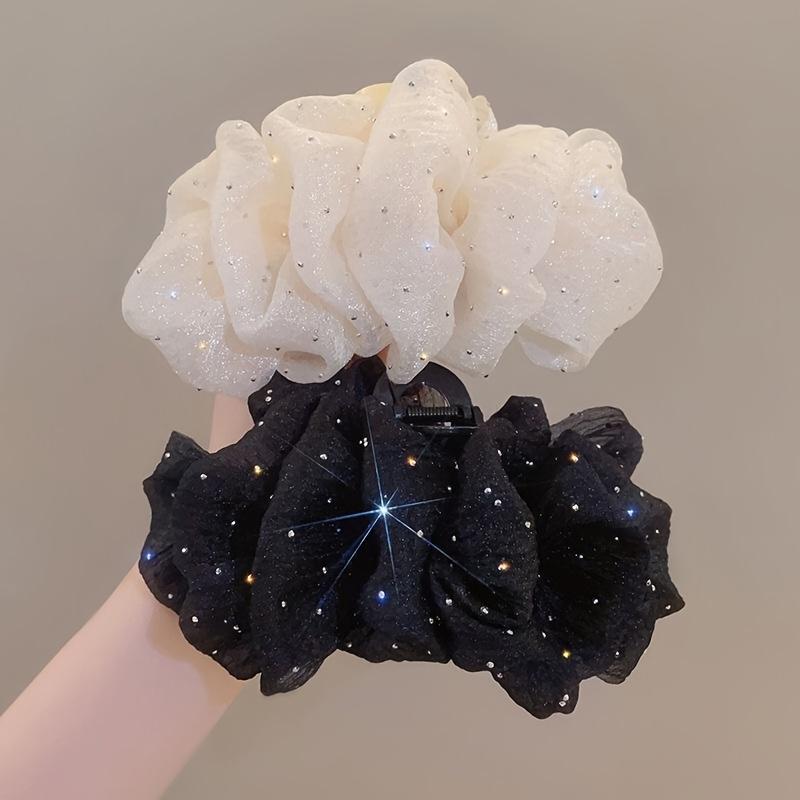 

2pcs Elegant Mesh Starry Bubble Claw Clip, Women s Back of Head Shark Clip Hairpin