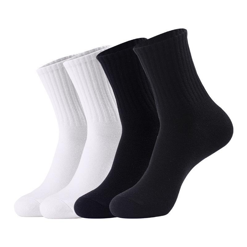 International Fashion Brand Breathable Black Cotton Fitness Socks - Sweat-Absorbent Leisure Deodorant White Sports Socks.