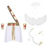 Mens Cupid Angel Costume Contrast Color Heart Skirt Detachable Sleeves Wings Set