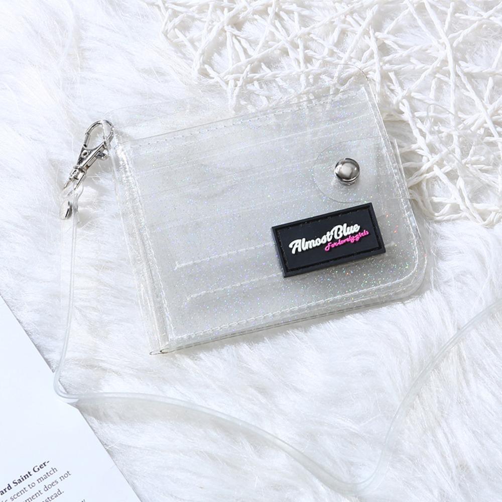 Transparente Wasserdichte Faltbare Geldbörse Kleine Kreditkartenbörse Business-Ausweis Mini-Foto-Kartenhalter Beutel Mit Halsband Geschenk