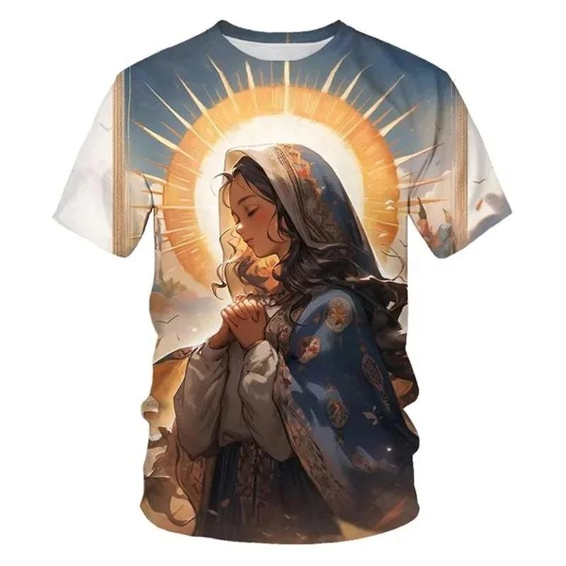Summer Virgin Mary 3D Print T-Shirts Streetwear Men FashionCasual Oversized O-Neck Short Sleeved T Shirt Tees Tops Clothing