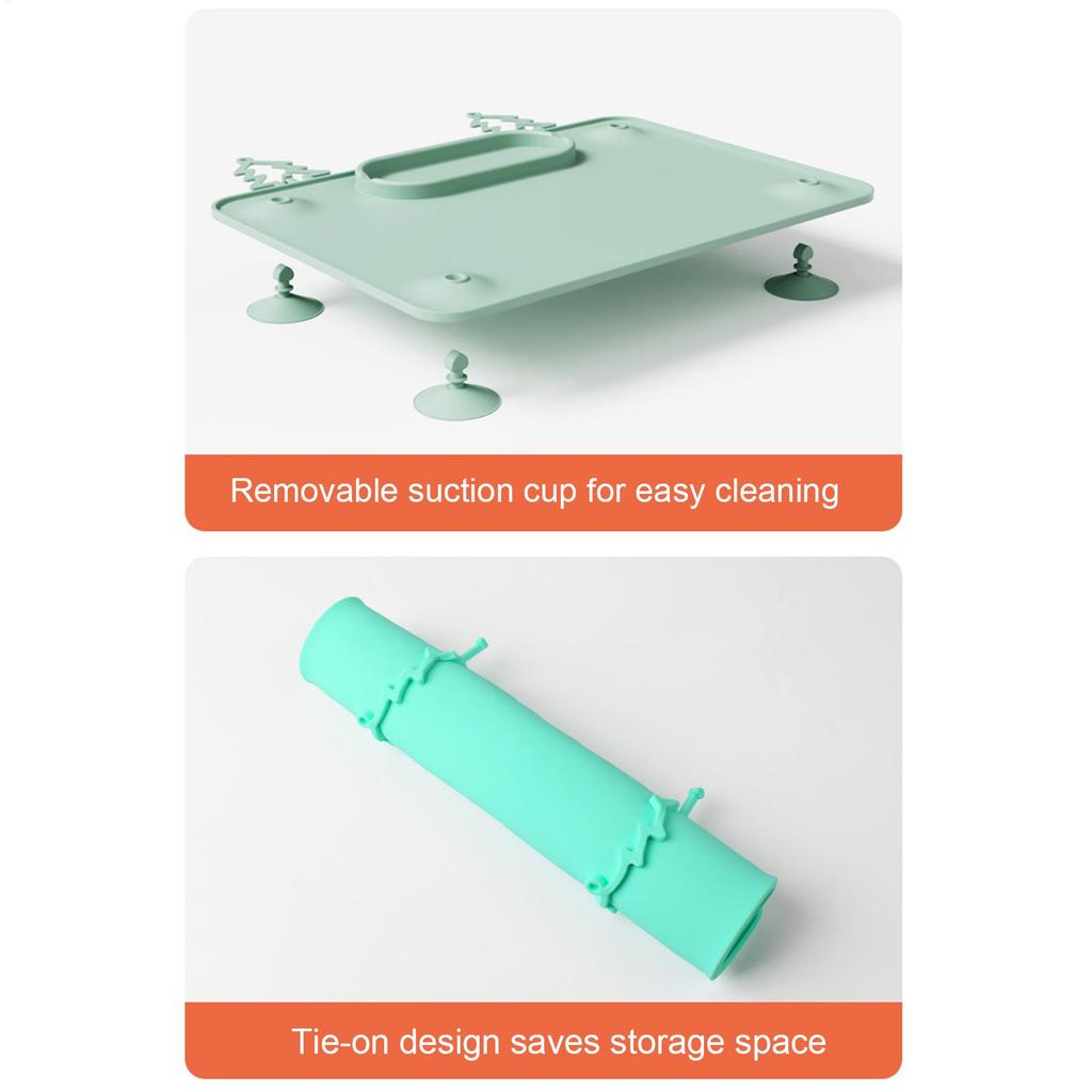 Kids Placemat Washable Non-Slip Placemat Silicone Restaurant Table Mat With Anti-Collision Edge For Kids Table Food Eating