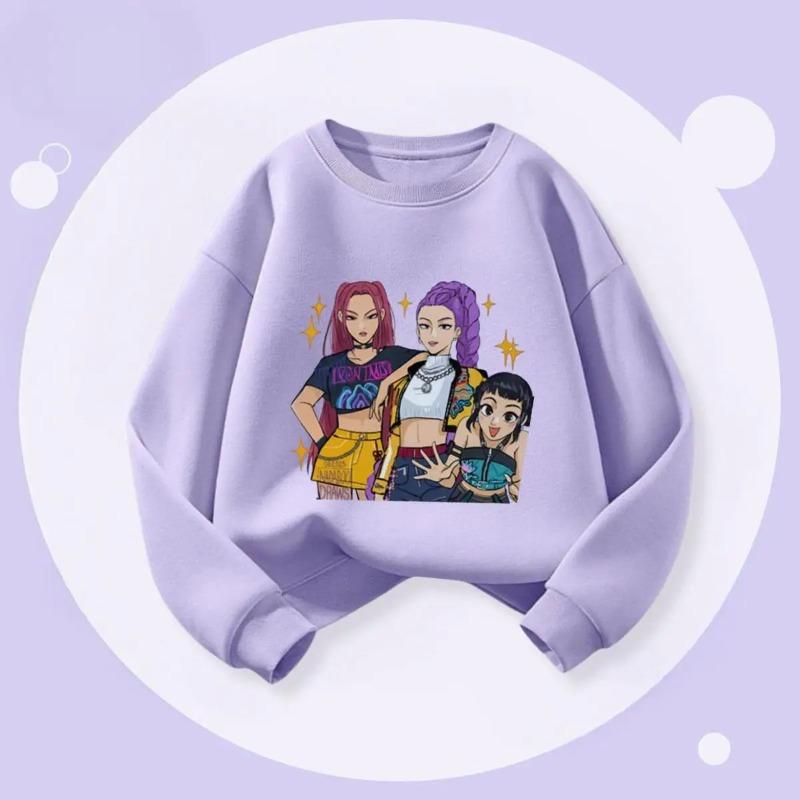 KPop Demon Hunters Sweatshirt Men s Loose Casual  Clothing Long Sleeved O-neck Pullover Hoodie S
