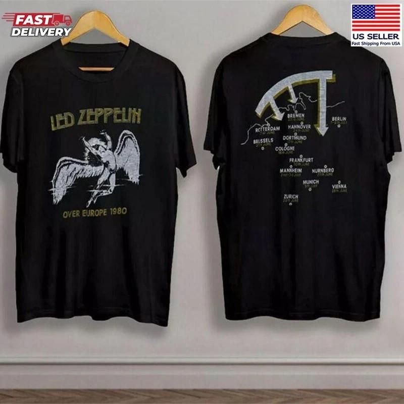 Vintage 1980 Led Zeppelin Over Europe Tour Last Concert T-Shirt 2 Sides XL