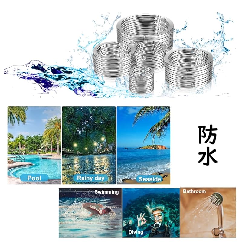 [GUANGUAN] Key Ring Key Holder Set of 10 Carabiner Outer Circumference 25mm*5 Pieces +30mm*5 Pieces Lightweight Key Ring Easy To Install Bag Ring