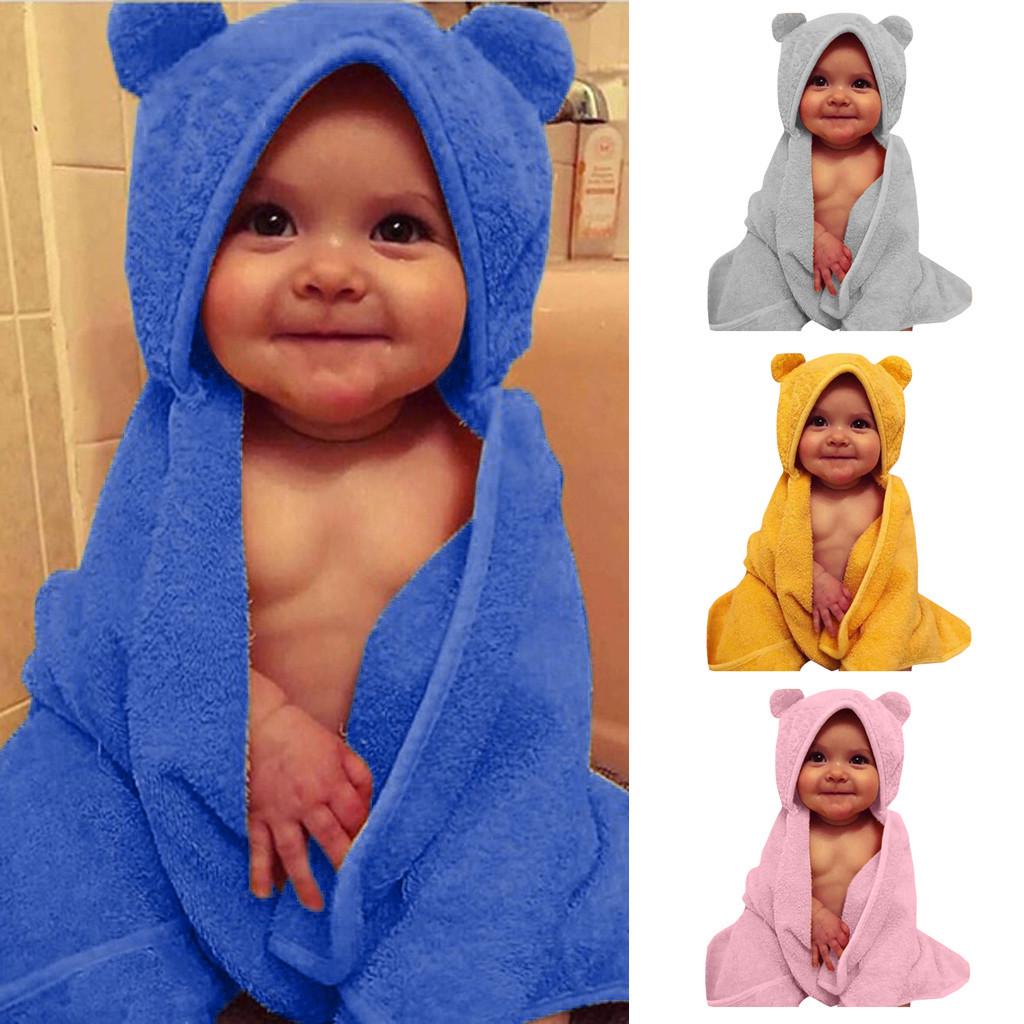 Buy Newborn Baby Boys&Girls Solid Bathrobes Hooded Flannel Towel Swaddle at affordable prices