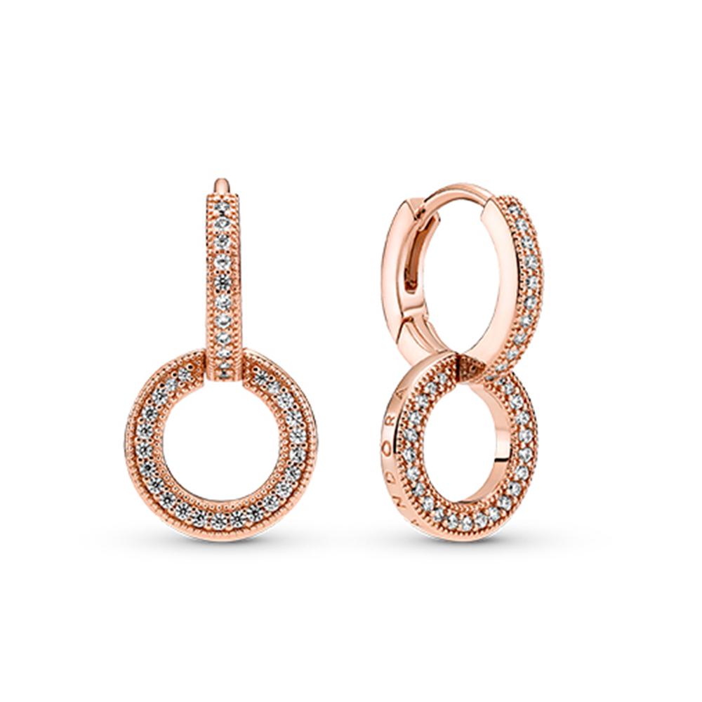 S925 Sterlingo Sidabro Žėrintys Dvigubi Lankeliai Auskarai Moterims Madingi Papuošalai Gimtadienio Motinos Diena Dovanos