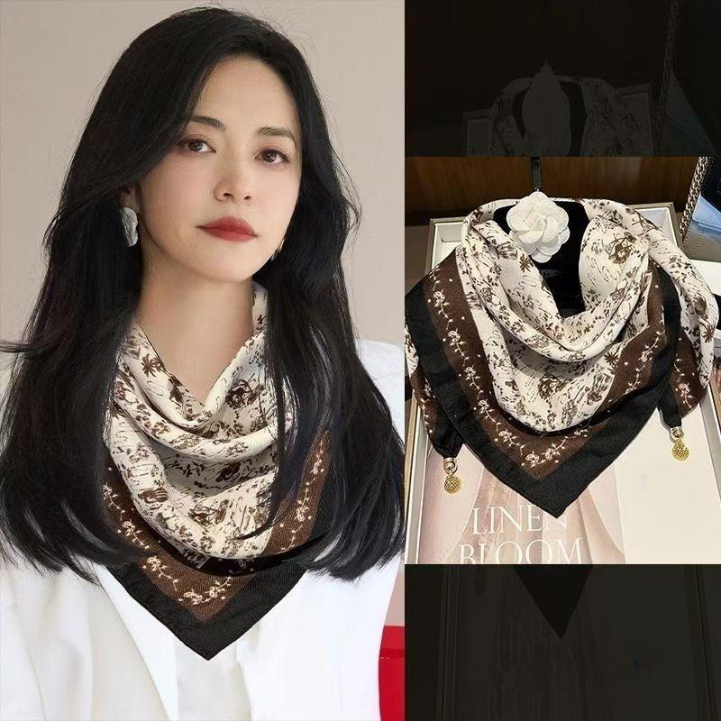 

65.65 Магнітна застібка Шовкова хустка Жіноча квадратна хустка Зимова лінива хустка-підвіска Хустка для прикраси шиї Модна та універсальна