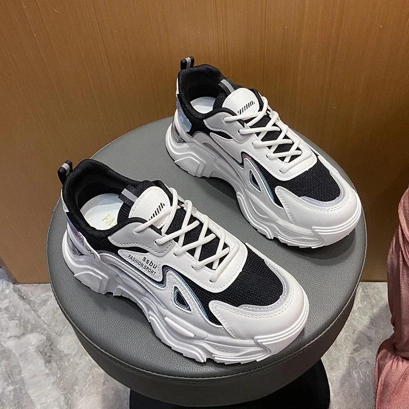 Women Platform Flat Shoes  New Woman Green Casual Mesh Breathable Shoes Chunky Sneakers Women's Daily Running Shoes