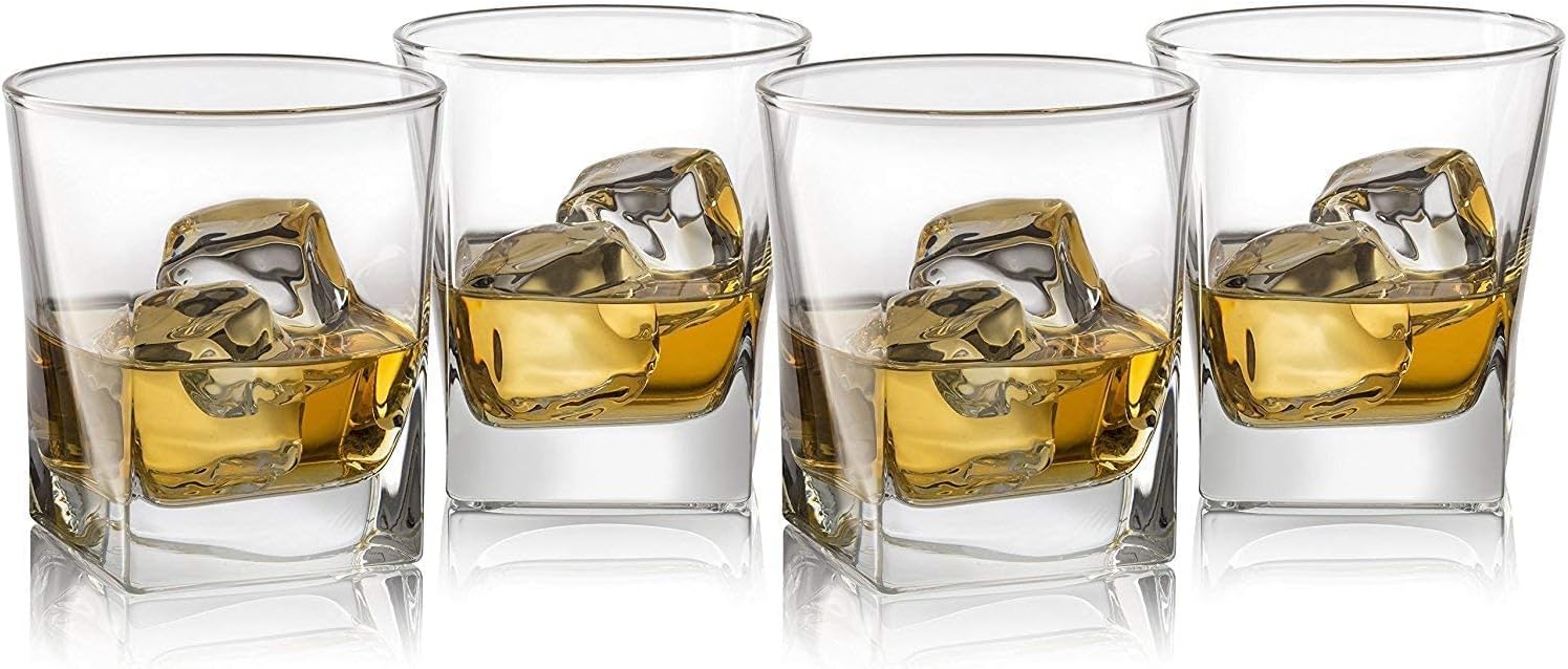 

Набор из 6 стаканов Double Old Fashioned для виски - 10 унций Хрустальные стаканы Квадратные Кружки для крепких напитков Стаканы для виски Стакан для вина Барная посуда 201-300ml