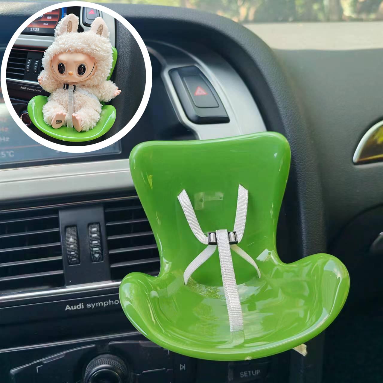 

Mini Plush Doll Safety Seat Kawaii Labubu Idol Kpop Doll Plush Seat Car Air Aromatreatment Decoration Car Ornament Gifts зелёный