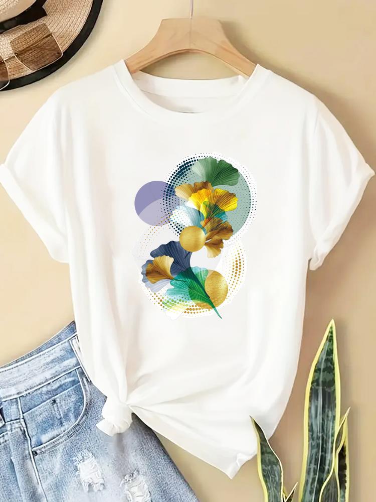 (Asian Size) T Shirt lovely flower style Fashion Women Tee Top Clothing Casual Printed Lady Female Graphic  Short Sleeve T-shirts