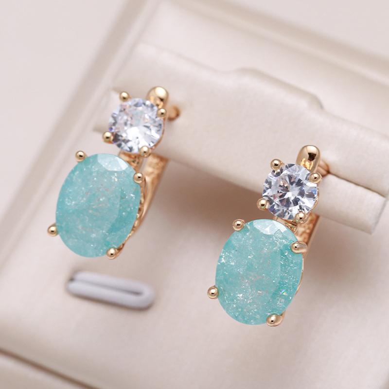 New Emerald Oval Cut Zircon Drop Earrings For Women Luxury Natural Zircon With Rose Gold Earrings Wedding Jewelry