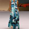 Elegant Women Long Maxi Dress Floral Print Split Hem Sleeveless Shirt Dress Plus Size For Every Occasion