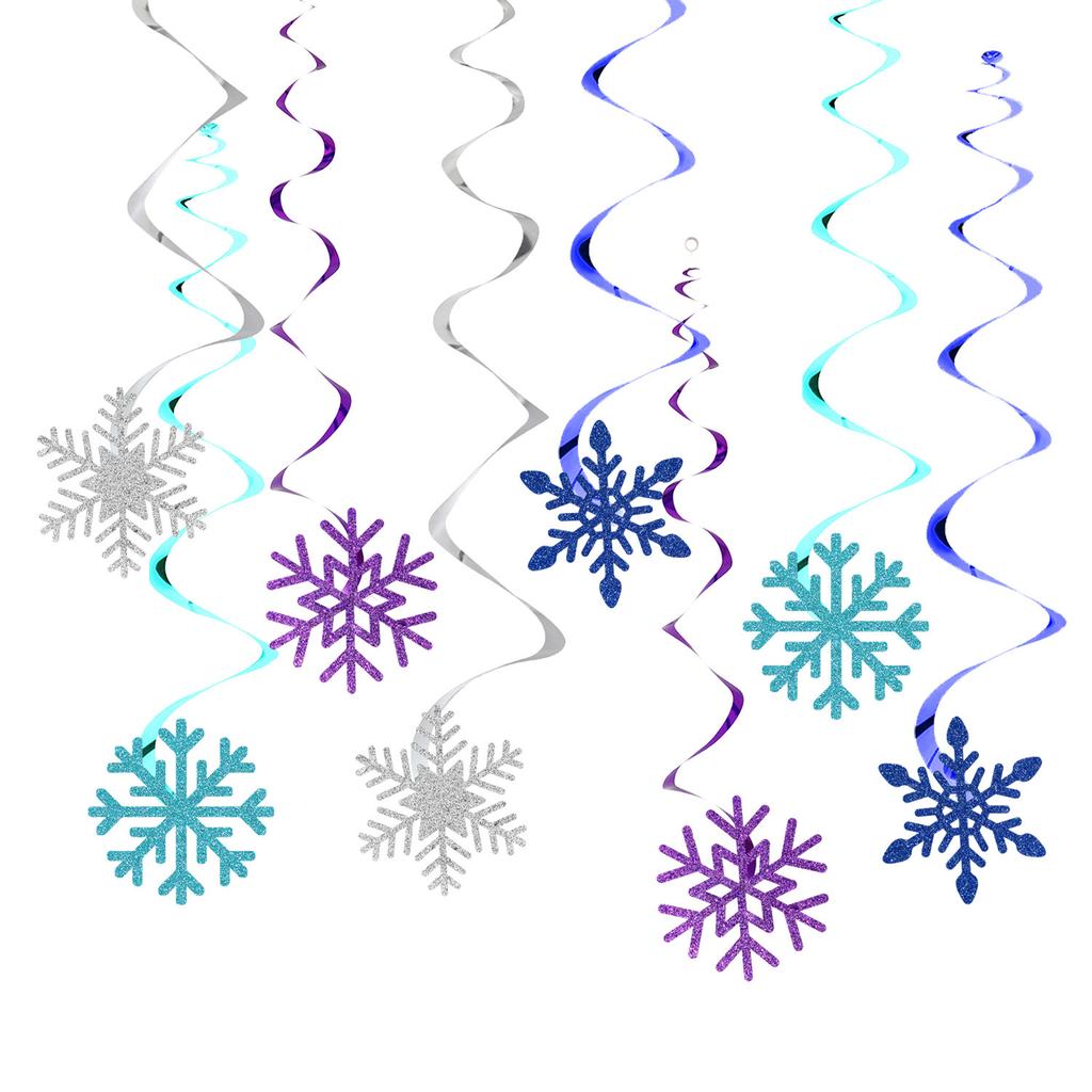 Blue Snowflake Birthday Party Decoration Snowflake Flag Rain Curtain Balloon Birthday Set Birthday Party Supplies