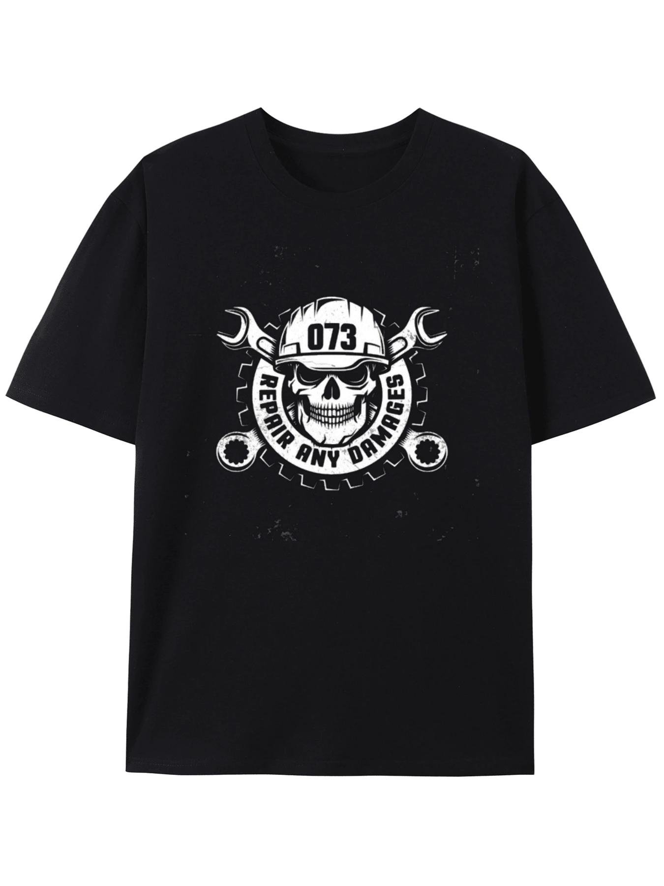 

Natee Local Warehouse Permission Mechanic Skull Repair Crew: Bold Black Unisex T-Shirt S