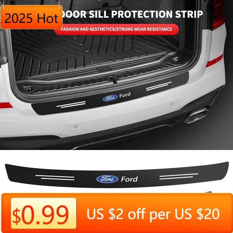 Car Sticker 2025 Hot For Ford Rear Trunk Guard Plate Sticker Car Rear Bumper Sticker Strip Carbon Fiber Film For Ford Ranger Foc