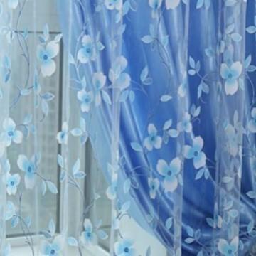 2026 New Three-Leaf Floral Sheer Curtain, Rod Pocket Finished Voile Curtain for Bedroom