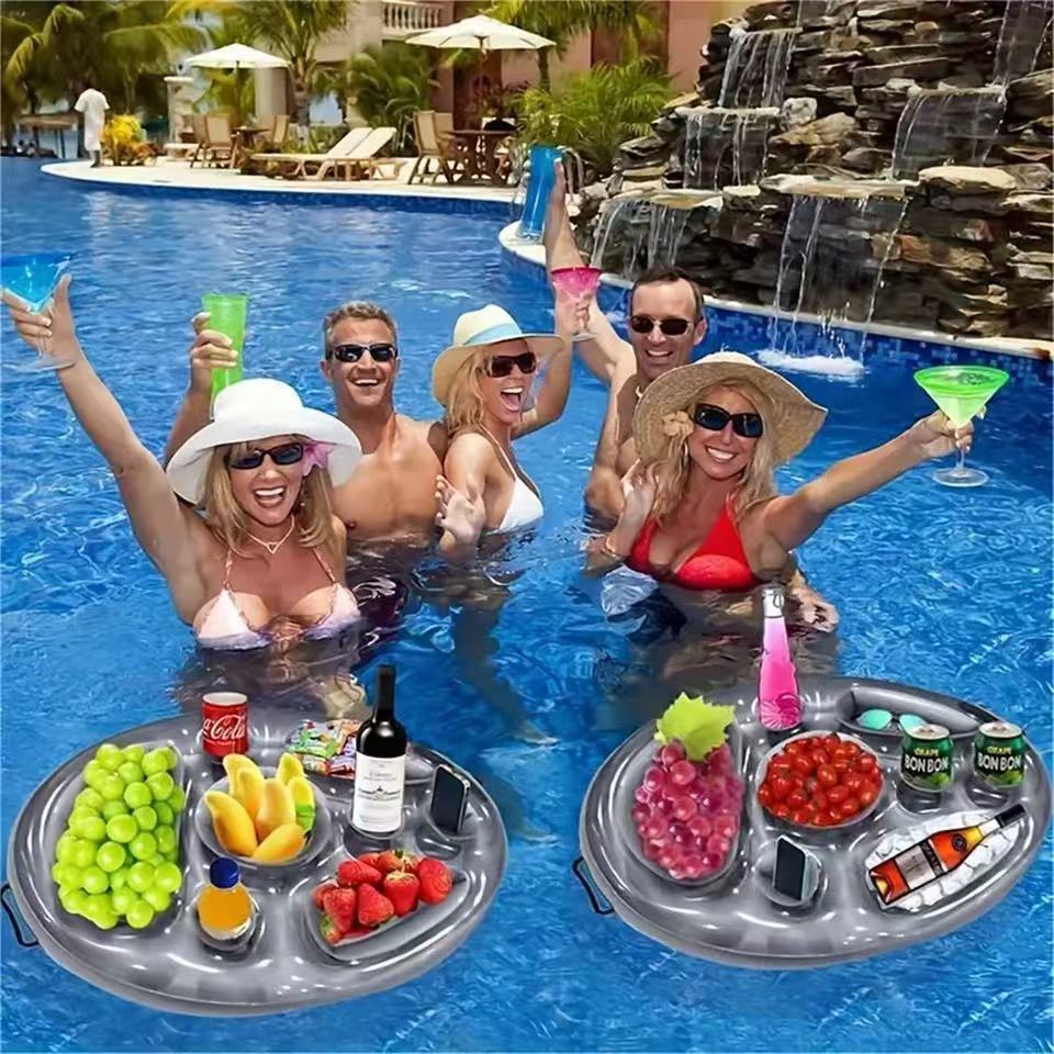 Summer water inflatable eight hole cup holder floating tray pool party drinks Fruit beer fresh ice bar