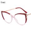 New Retro Fashion Anti Blue Light Cat Eye Glasses Frame For Women TR90 High Quality Clear Lens Reading Trending Eyeglassses
