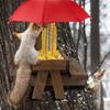 Squirrel Feeder with Umbrella, Squirrel Feeders for Outside, Squirrel Picnic Table Feeder, Chipmunk Feeder Hold Corn, Corn Cob, Peanut