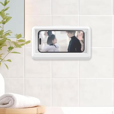Shower Phone Holder Case Rotatable Anti Fog Touch Screen Wall Mounted