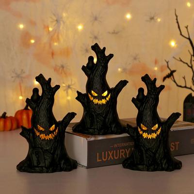 Halloween Led Glow Ghost Tree Light Home Decoration Candle Lamp Halloween Party Supplies Haunted House Horror Props Kids Gifts