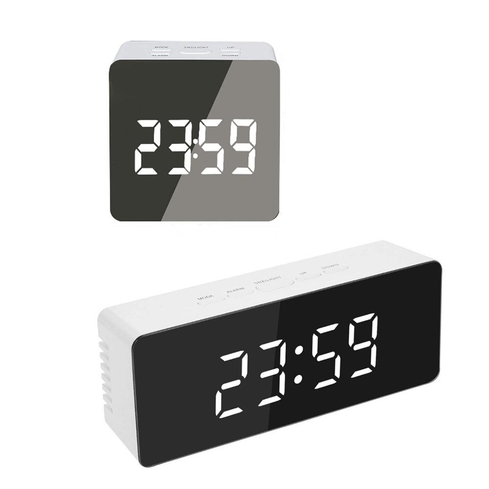   Mirror Alarm Clock LED Clock Makeup Mirror Alarm Clock Battery Plug-in Dual-use Student Alarm Clock