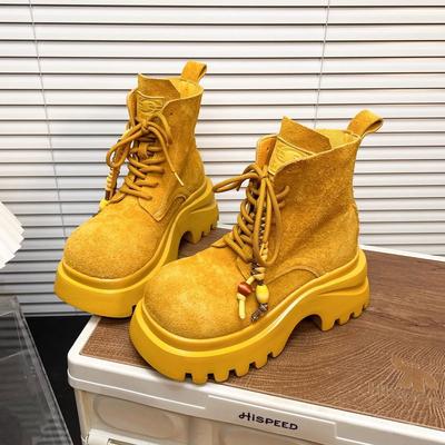 Fashion Versatile Frosted Big Head Martin Boots Women's Popular 2025 Autumn New Su Motorcycle Boots Short Rhubarb Boots Women's