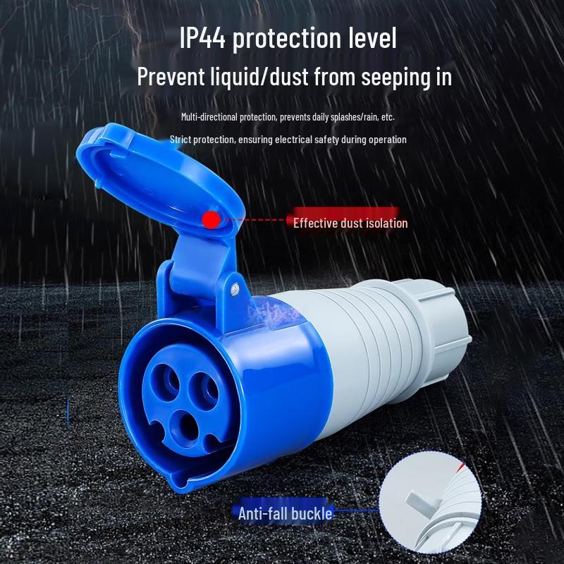 Waterproof 3-Pin 5-Hole Industrial Socket Connector (16A/32A) - Male-Female Mating, Non-Explosion-Proof.