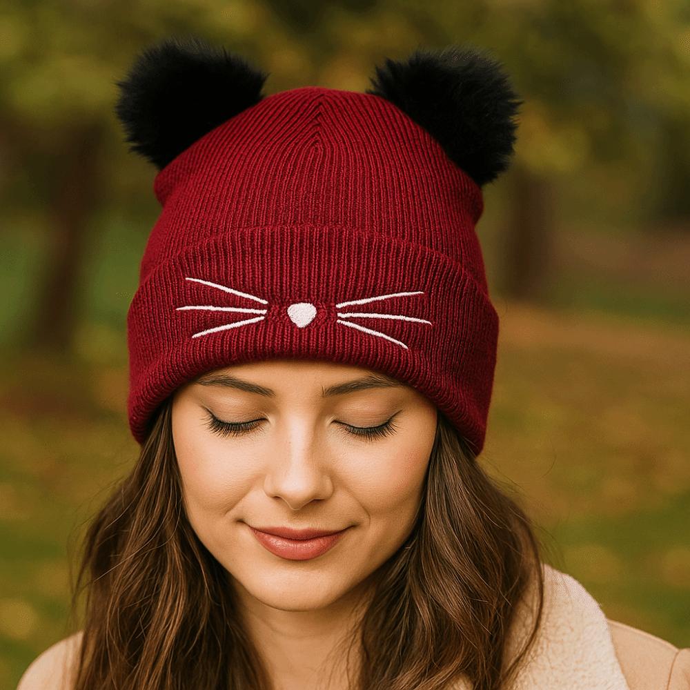 Warm Cat Ears Beanies Wool Cold Hat Sweet Knitted Pullover Hat Apparel Accessories