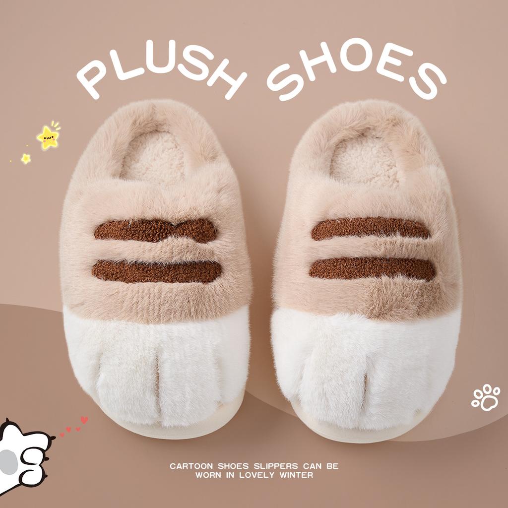 Autumn and Winter Cute Cat Claw Cotton Shoes Piled and Thickened Cute Couples Wear Home Indoor Cotton Slippers