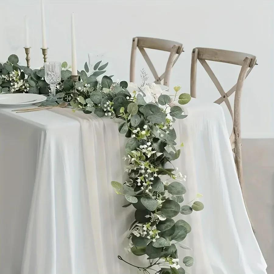 Lussureggiante Ghirlanda di Eucalipto Artificiale da 180 cm - Premium Finta da Appendere alla Parete - Verde Realistico per Matrimonio, Casa, Esterni e Decorazioni per Eventi