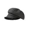 Thick Plush Octagonal Hat Women's British Solid Color Painter Hat Autumn Winter Newsboy Hat