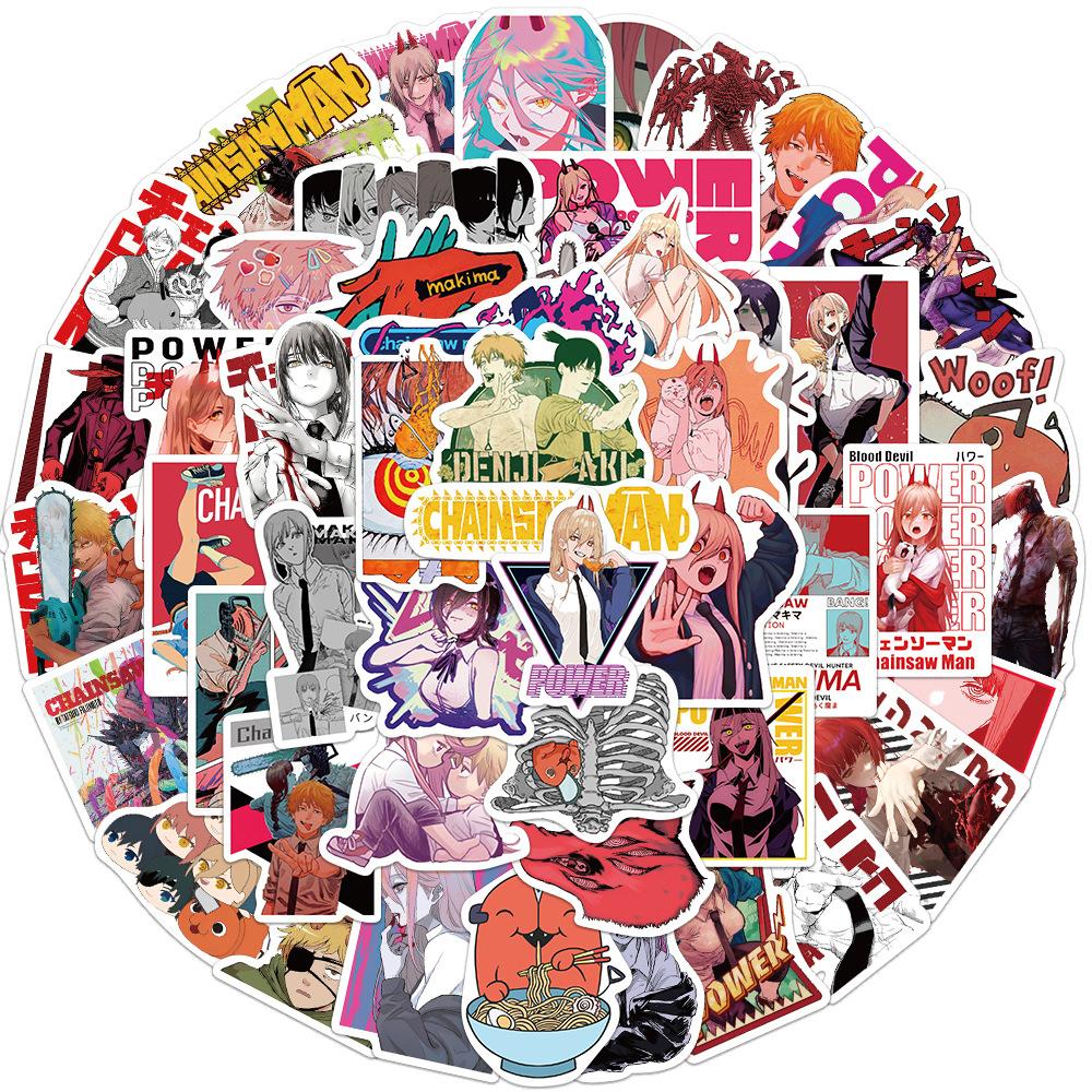 50 Latest Anime Chainsaw Man Graffiti Stickers Decorate Suitcase Guitar Notebook DIY Waterproof Stickers