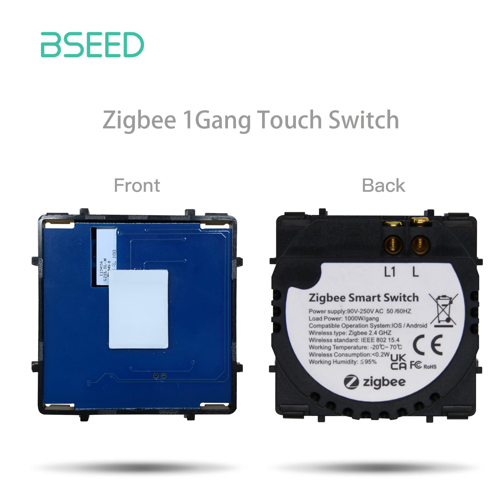 Bseed Zigbee Сенсорный выключатель 1/2/3 клавиши Стандарт ЕС Россия Основа умного выключателя Выключатель с одинарным питанием без стеклянной панели EU standard