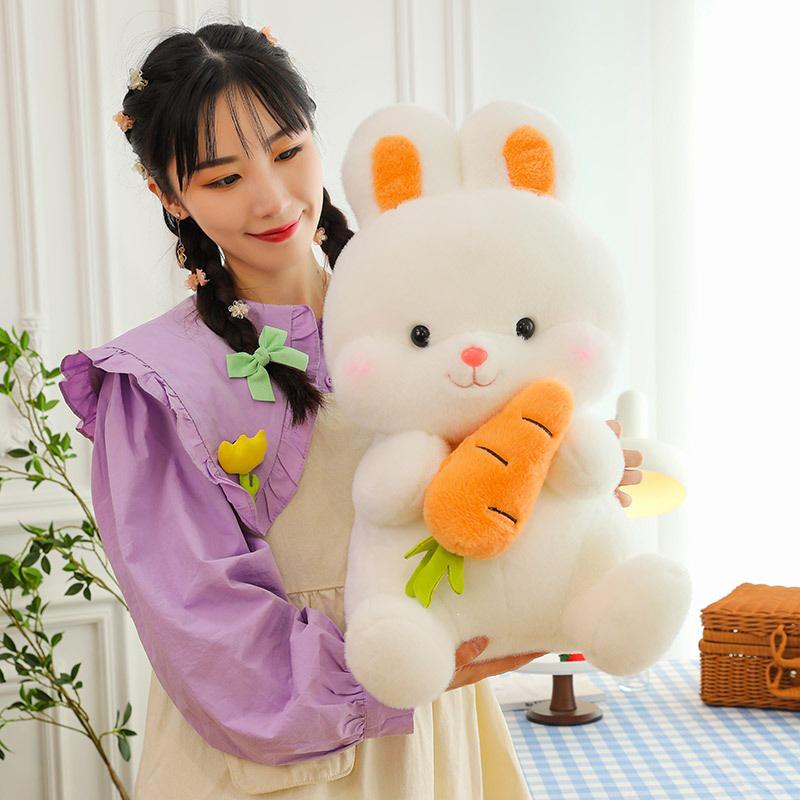White Rabbit Plush Toy - Cute Carrot Wedding Doll Figure