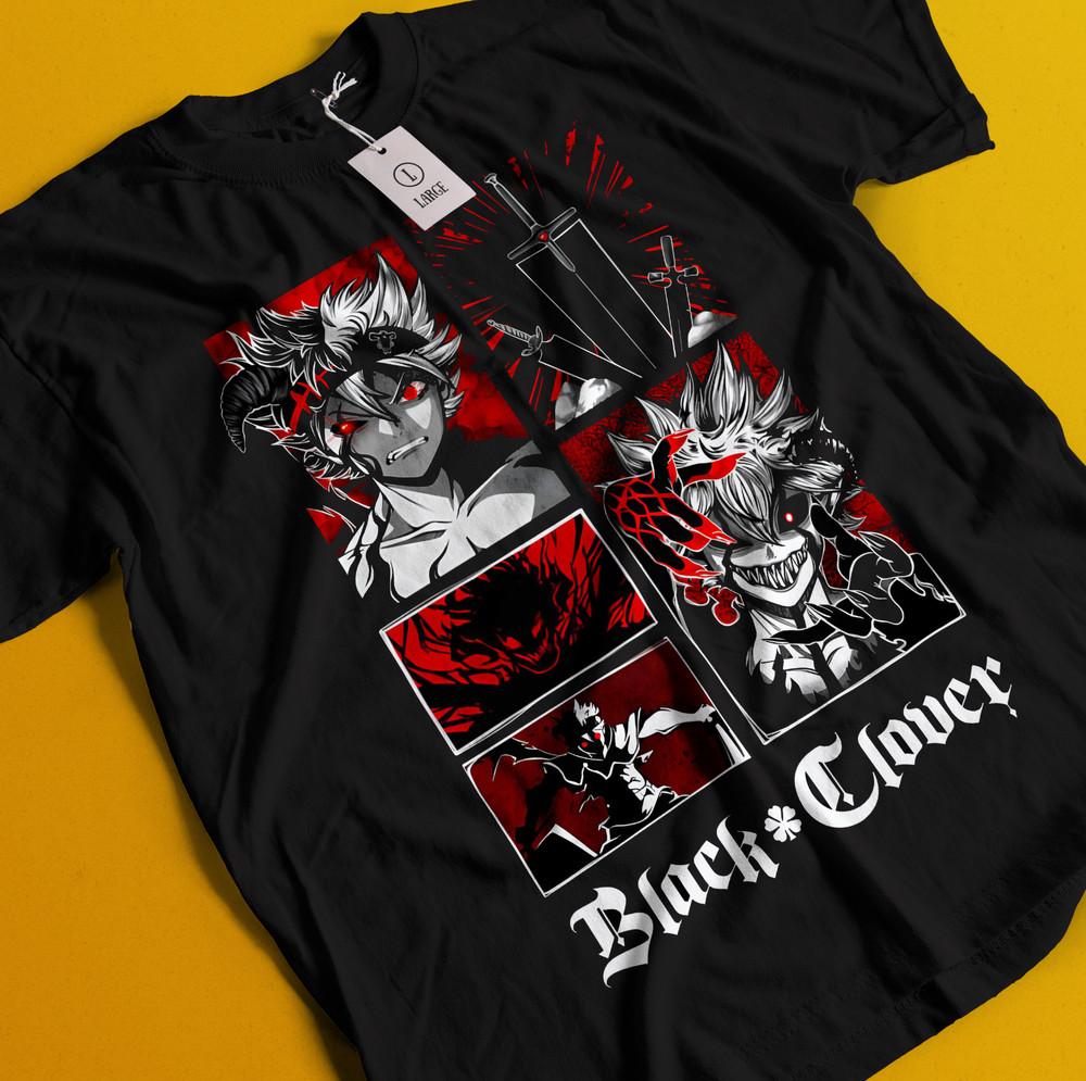 

Asta Yuno T-shirt Black Clover Anime Manga Asta Girl Gifts Black Shirt All Size 4XL