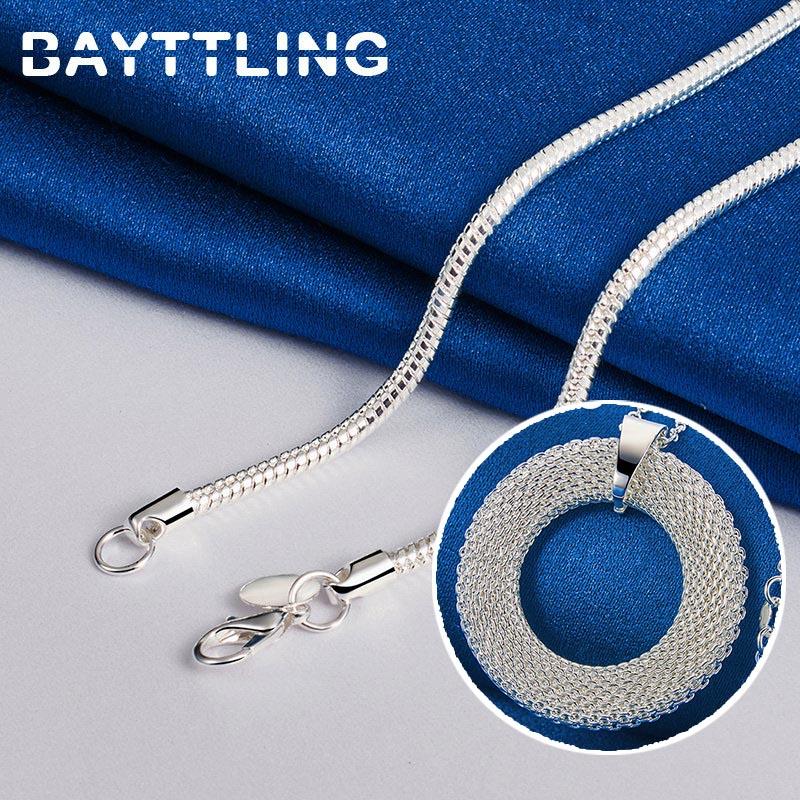 Charm 925 Sterling Silver 16-30 Inches Fine Hollow Round Necklace For Women Men Fashion Wedding Gifts Jewelry Party
