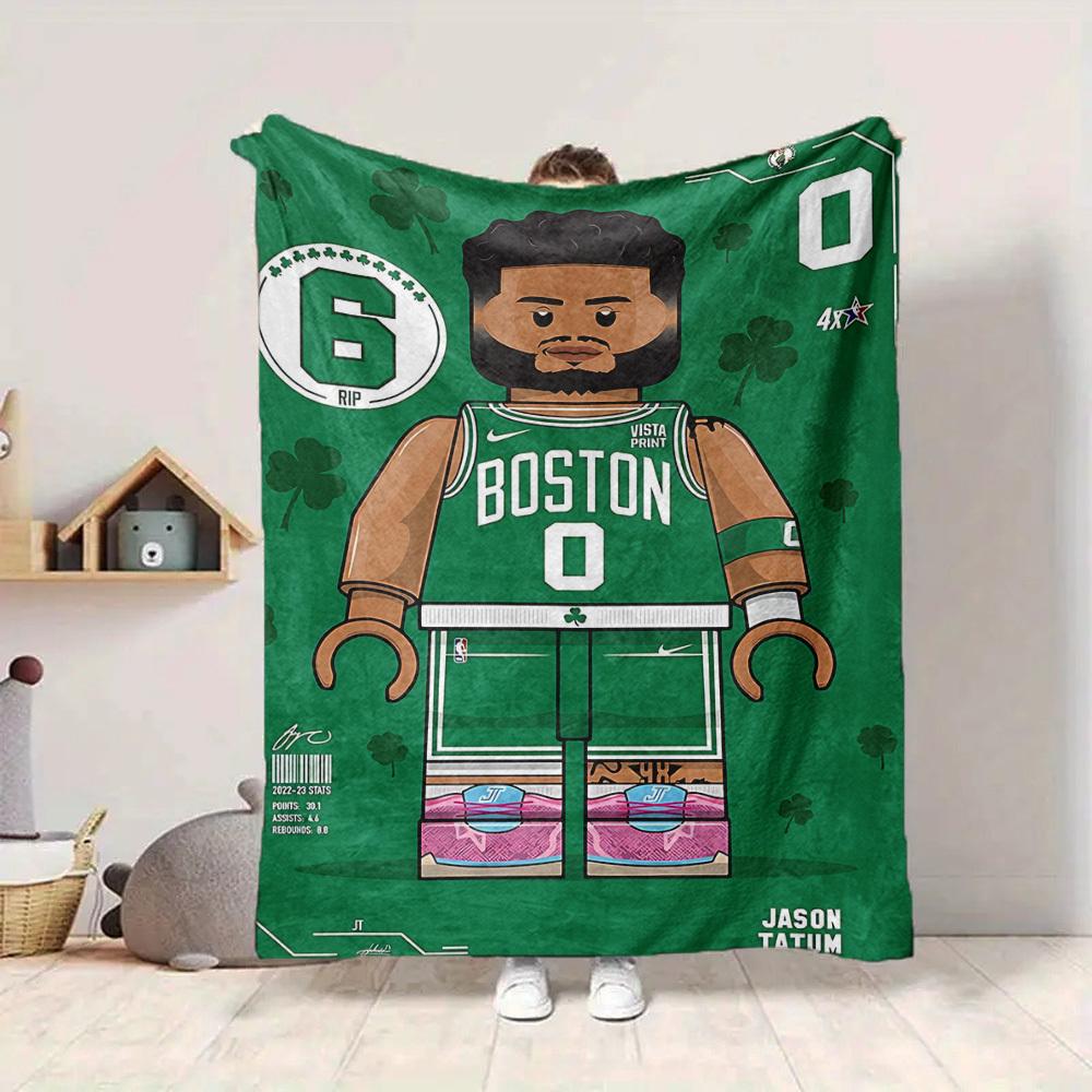 1pc Boston Celtics Basketball Player Flannel Blanket, Soft Skin Friendly with Digital Printing, Various Sizes Available for Family, Friends, Birthday