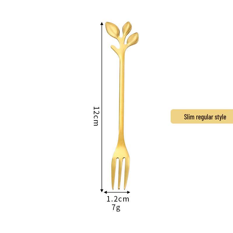 Gold Leaf Stainless Steel Spoon - Creative European Style Fruit, Coffee, Stirring, and Dessert Spoon Gift