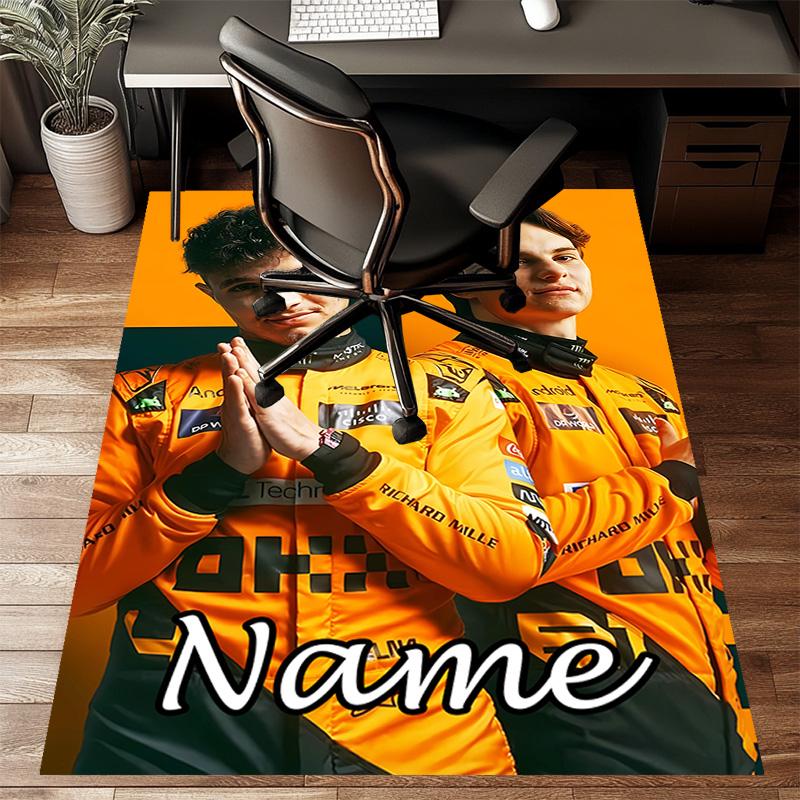 Custom Landos Norris Racing Mat Personalized Name, Polyester Washable Indoor Entryway Rug, Gift for Christmas, Easter, Thanksgiving Day