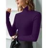 Women's Elegant Purple Long-sleeved T-shirt, Elastic and Comfortable Fit, Casual and Comfortable for All Seasons
