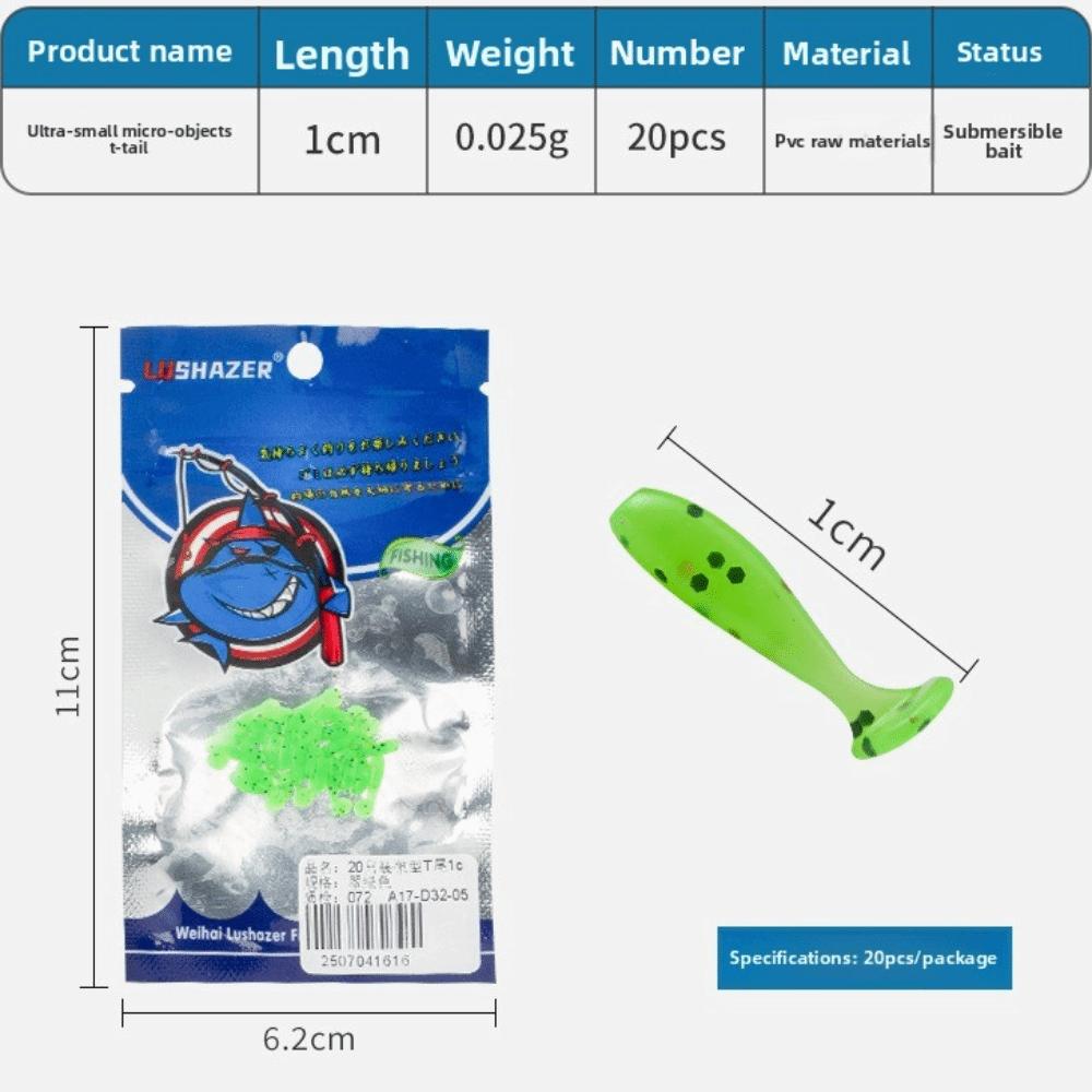 60pcs T Tail Fishing Soft Lures 1.0cm Floating Minnow Baits Minnow Lures  Fishing