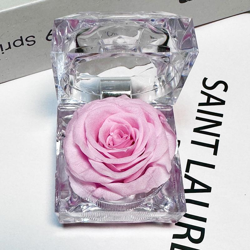 Preserved Rose Jewelry Box Acrylic Transparent Eternal Flower Case Valentine's Day Gift Box for Ring Necklace Proposal Jewelry