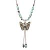 Retro literary and artistic ceramic butterfly necklace female long fringed sweater chain with jewelry collarbone chain