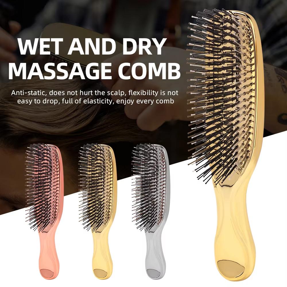 Massaggiatore Premium per la Testa Giapponese Spazzola per il Cuoio Capelluto Massaggiatore per Capelli Spazzola per Shampoo in Plastica Bagnata Spazzola Districante Pettine per la Pulizia dei Capelli Oro Rosa