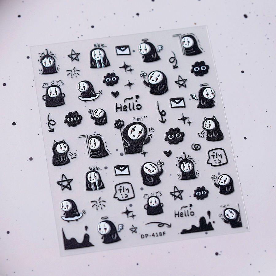 3D Halloween Nail Art Stickers: Cute Cartoon Pumpkin & Ghost Design