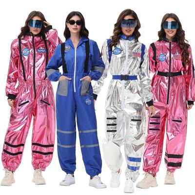 Dámský kostým astronauta na Halloween - Vesmírný oblek pro klubové nebo jevištní vystoupení, Jasné barvy s horkou ražbou.