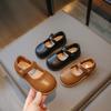 Fashion Little Girls Solid Color British Style Soft Sole Non Slip Leather Shoes